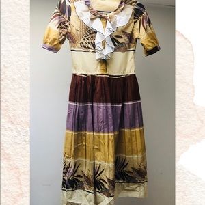 1960s multi patterned midi dress